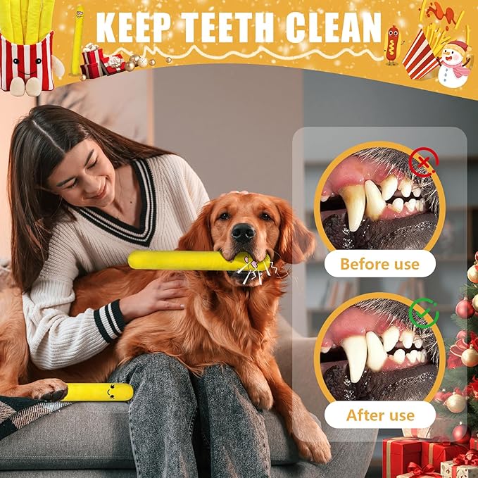 YZHDUXIU Dog Squeak Toys, 5 Pack Christmas French Fry PlushToys Interactive - Image 5