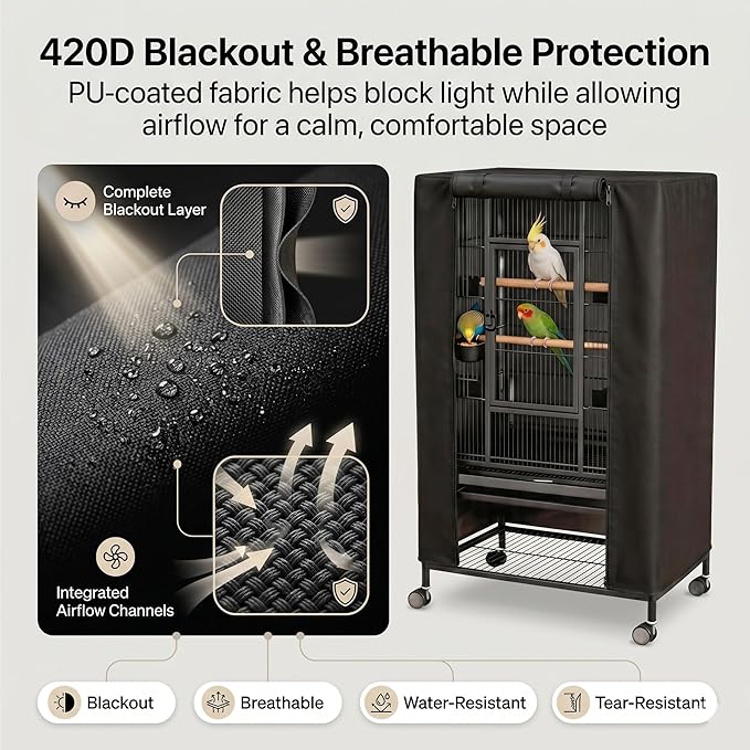 Universal Bird Cage Cover, Good Night Bird Cage Cover Good Night Blackout - Image 2