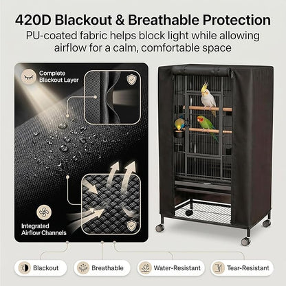 Universal Bird Cage Cover, Good Night Bird Cage Cover Good Night Blackout - Image 2
