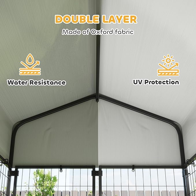PawHut Outdoor Dog Kennel with Roof, UV-Resistant & Waterproof Cover, - Image 4