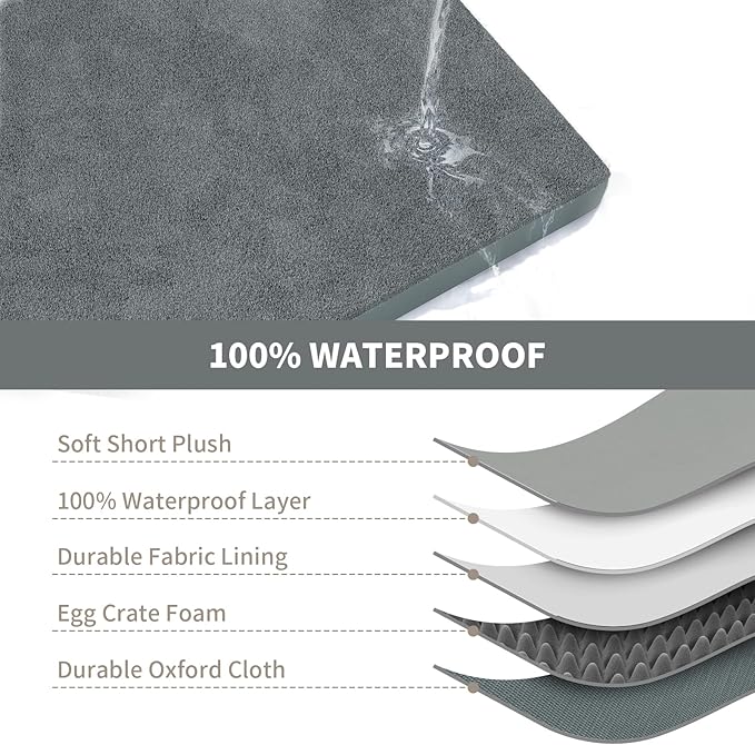 Large Comfy Washable Dog Bed, Orthopedic Egg Crate Foam Dog Crate Mat - Image 6