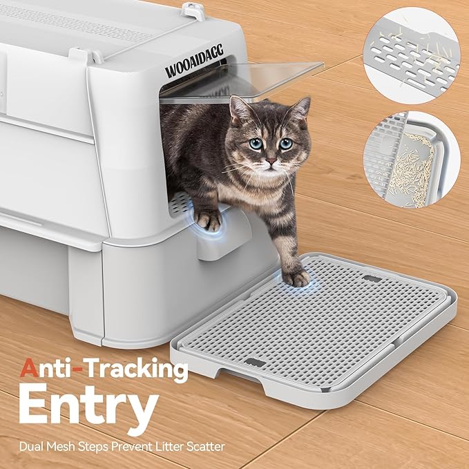 Wooaidagg Enclosed Stainless Steel Cat Litter Box - Image 7