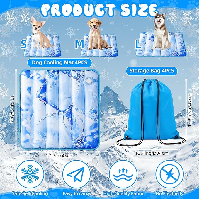 Chunful 4 Pack Dog Cooling Mat Water Injection Pet Cooling Mat - Image 2