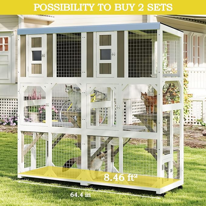 64.4" L Catio Outdoor Cat Enclosure, Outdoor Cats House - Image 8