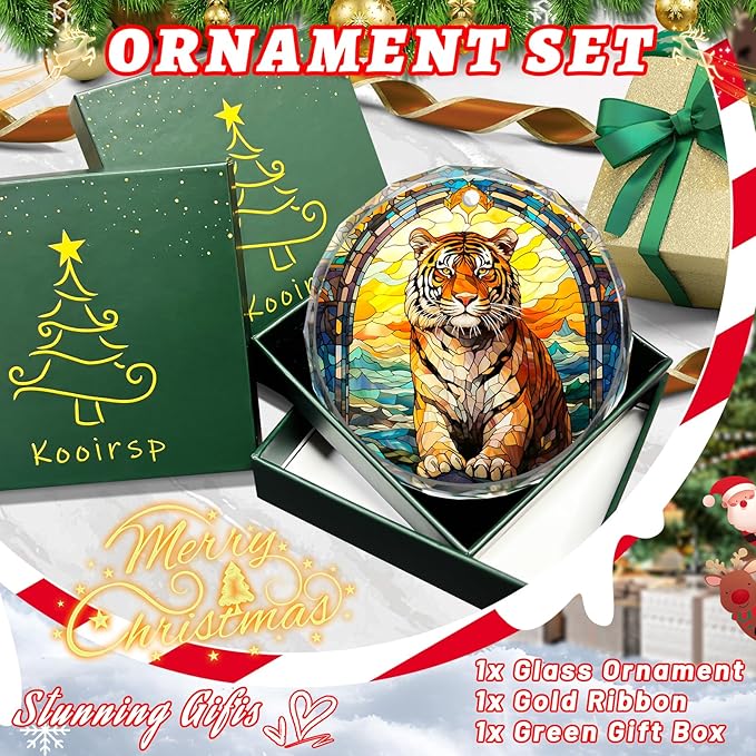 Tiger Stained Glass Ornament, Animal Ornaments - Image 3
