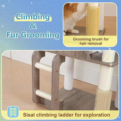 Hey-brother Wooden Cat Tree, 69.7 inch Cats Furniture Tower - Image 7