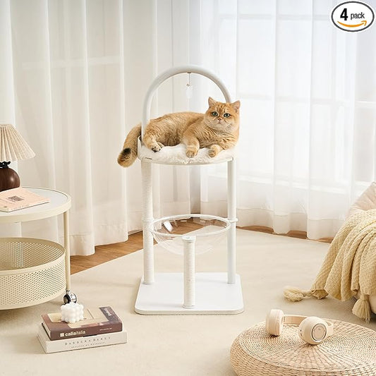 Modern Cat Tree Tower for Indoor Cats up to 12lbs, Wood Cat Bed by Kicari