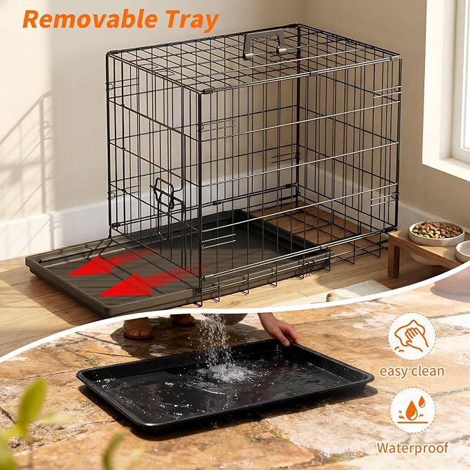 FDW Dog Crate 24-Inch Dog Cage Single Door Foldable Metal Kennel - Image 4