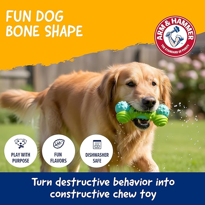 Arm & Hammer for Pets Nubbies Duality Bone Dog Dental Chew Toy Green Apple - Image 6