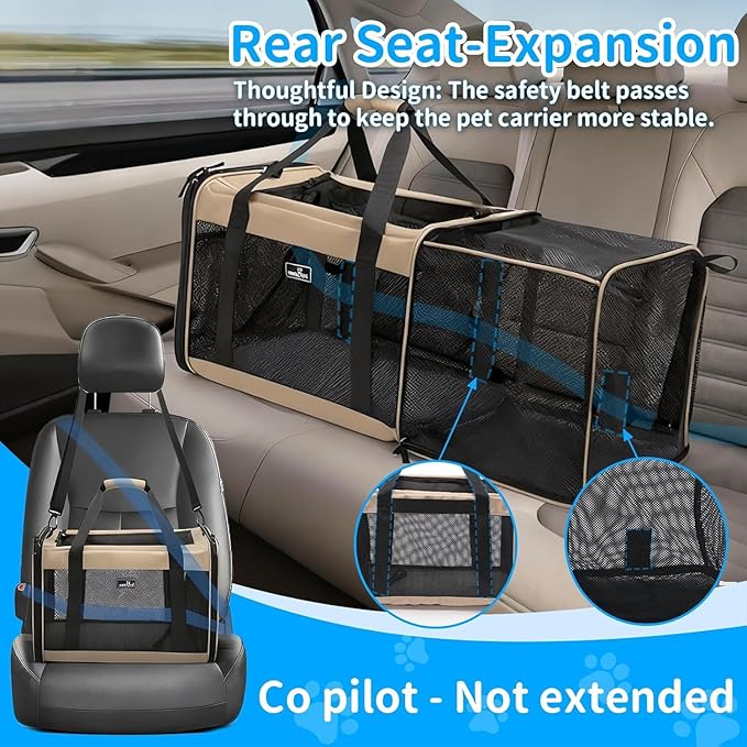 Wakytu Expandable Pet Carrier for Dogs & Cats, Large Travel Bag - Image 2