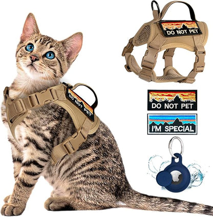 Tactical Cat Harness for Walking, Adjustable Escape Proof Pet Vest for Large Cat by nanappice