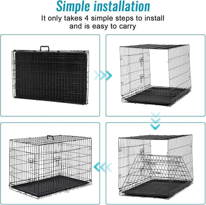 FDW 24-Inch Dog Crate for Small Dogs, Double Door Folding Metal Wire Pet Kennel - Image 6
