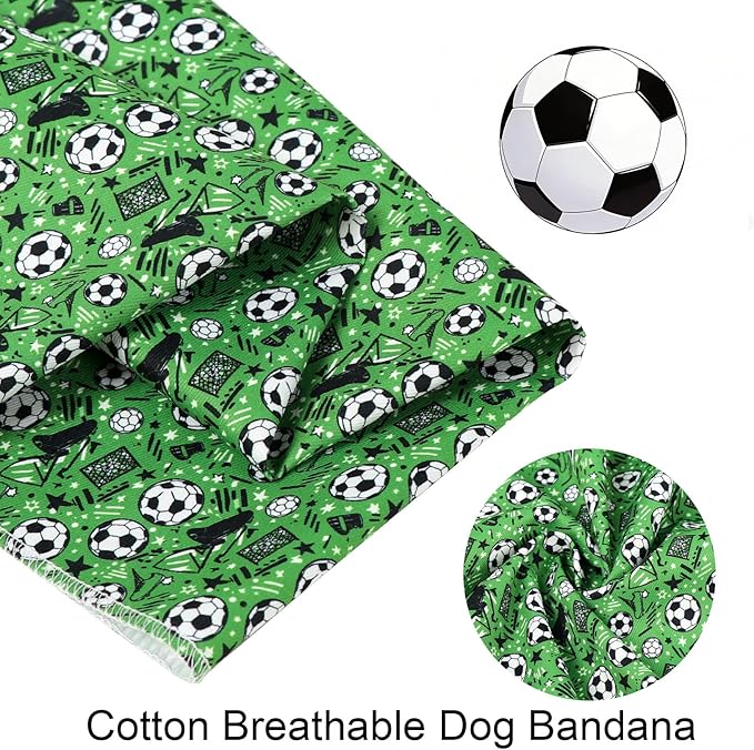ARING PET Soccer Dog Bandanas, Cute Green Pet Bandana Scarf Triangle Bibs - Image 4
