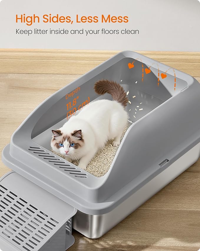 Feandrea Stainless Steel Cat Litter Box - Image 4