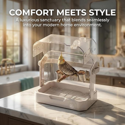 Bird Travel Cage, 10×6.7×8.3 Inches Waterproof & Sturdy Pet Carrier - Image 3