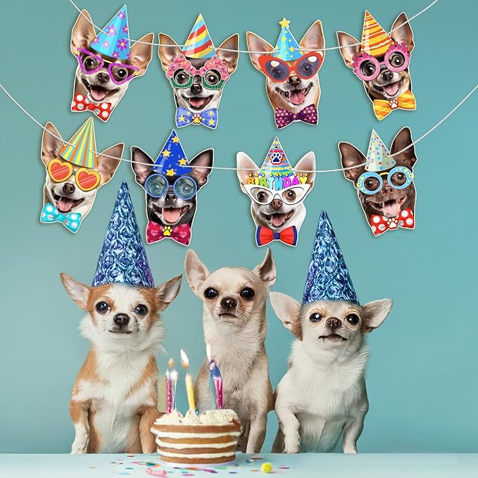 Chihuahua Birthday Garland — Photographic Chihuahua Faces Birthday Banner - Image 2