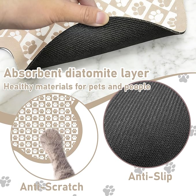 Pet Mats for Food and Water, Khaki Bone Dog Food Mat for Floors, Non Slip - Image 4