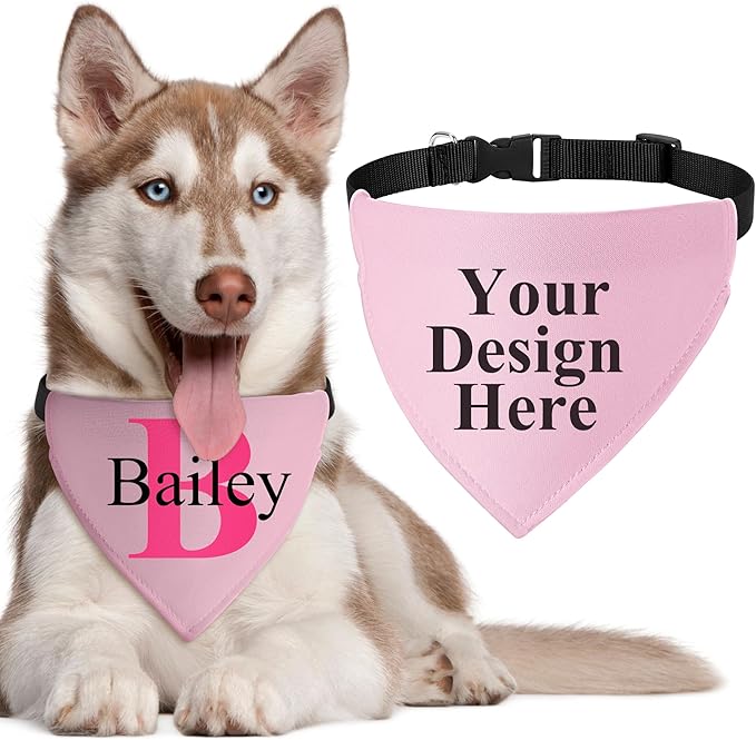 Personalized Dog Bandanas with Buckle Name Photo Logo Custom Neckwear Dog Scarf - Image 2
