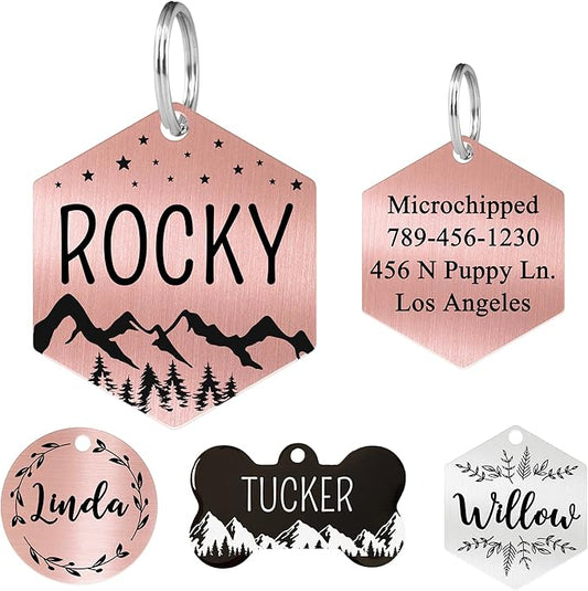 Ultra Joys Stainless Steel Pet ID Customized Personalized, Front and Back by UltraJoys