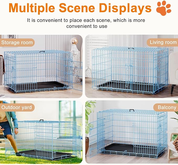 FDW Large Dog Crate 42inch Dog Cage Foldable Metal Kennel - Image 5