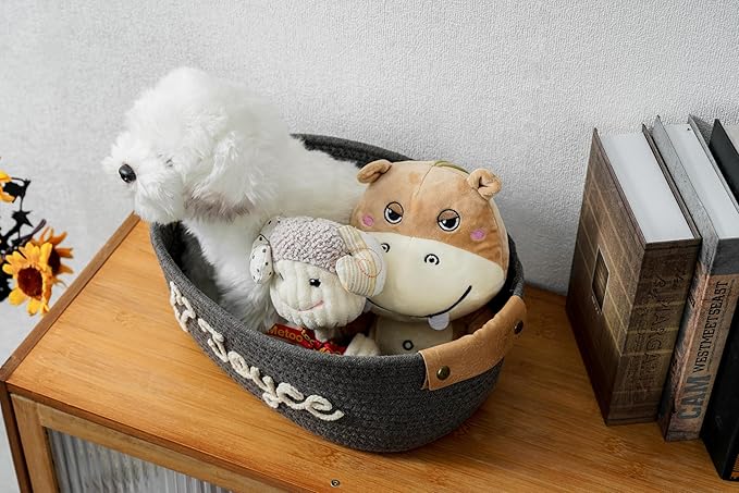 JUPPE Pet Dog Basket with Personalized Name, Dog Toys Storage Organizer Custom - Image 7