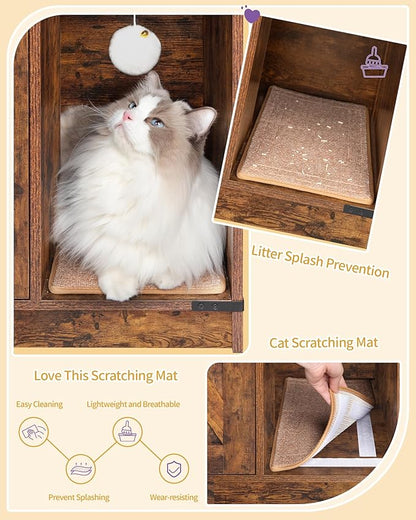 Hzuaneri Cat Litter Box Enclosure, Hidden Litter Box Cabinet Furniture - Image 5