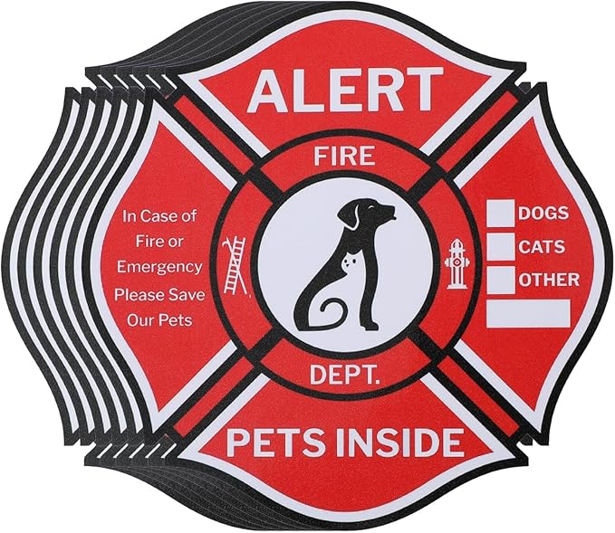 6Pcs Pet Alert Safety Fire Rescue Sticker, Plastic Pet Alert Sticker Emergency by Unknown