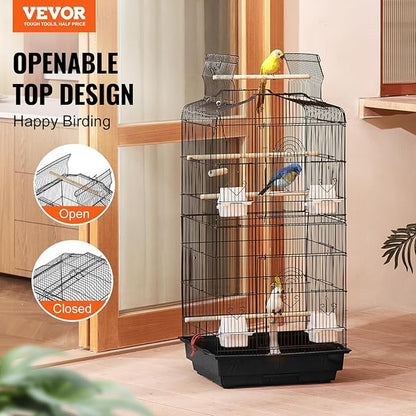 VEVOR 41-inch Open Top Large Parrot Bird Cage, Hanging Bird Cage - Image 2