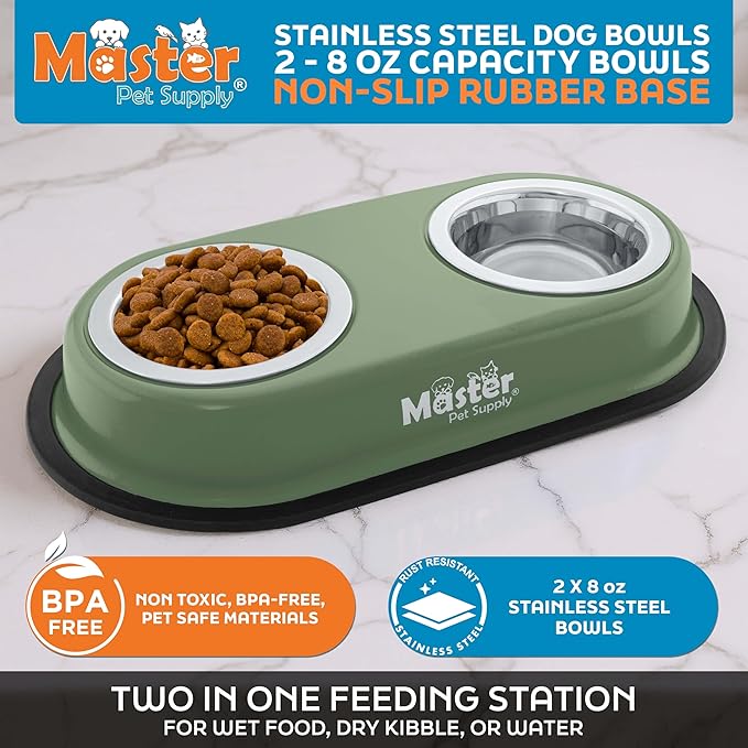 Master Pet Supply Double Dog Bowls Set - Image 2