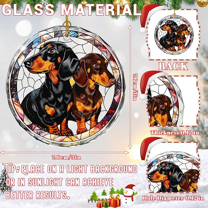 Dachshund Christmas Ornament, Stained Glass Dachshund - Image 2