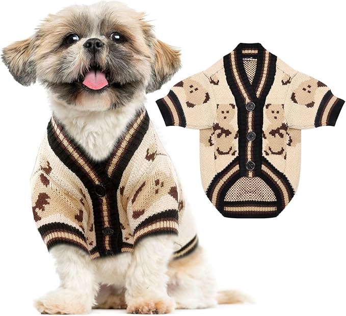 ABRRLO Small Dog Sweaters Cute Bear Dog Cardigans Clothes by ABRRLO