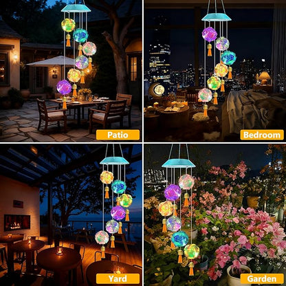 Toodour Solar Wind Chime, Color Changing Hydrangea Ball Wind Chimes LED - Image 6