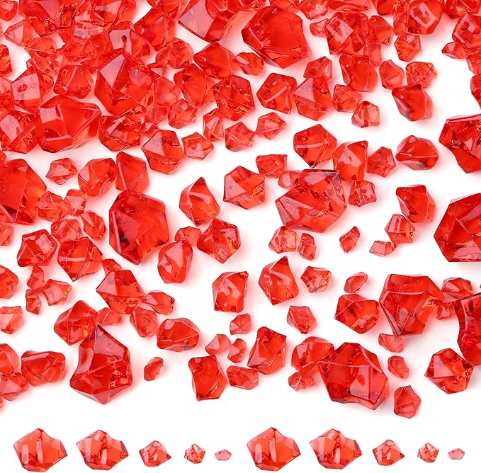 700Pcs Fake Ice Cubes Red 5 Size Acrylic Ice by NUKAYAI