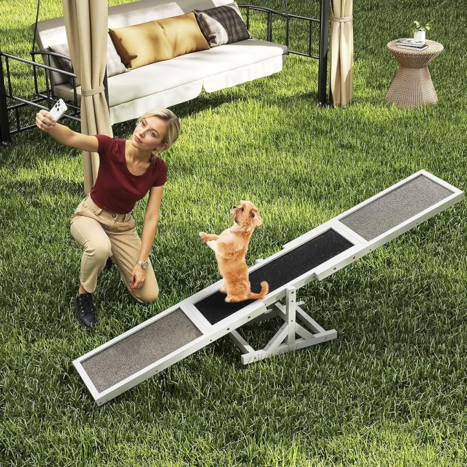 PETSITE Wooden Dog Agility Seesaw, Dog Exercise & Play Set, Outdoor Run Game Toy - Image 9