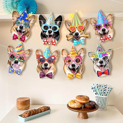 Corgi Birthday Garland — Photographic Corgi Faces Birthday Banner, Funny Welsh - Image 4