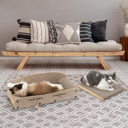 FUKUMARU 26 Inch Cat Scratcher Bed, 2 Reversible Cardboard Cat Scratch Pads - Image 9
