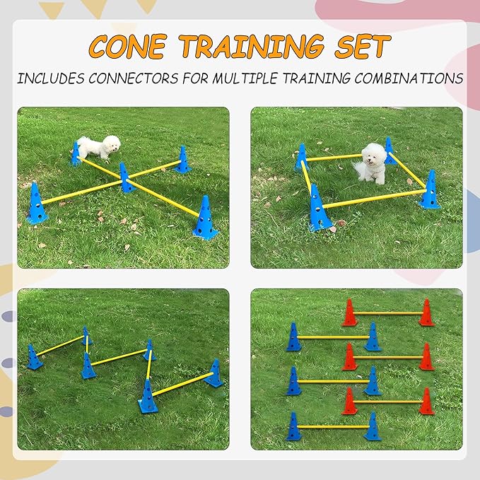 Dog Agility Hurdle Cone Set, Dog Agility Backyard Set Include Height cossbar - Image 2