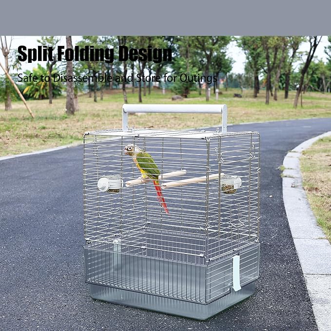 Stainless Steel Travel Bird Cage, 304 Portable Foldable Carrier - Image 6
