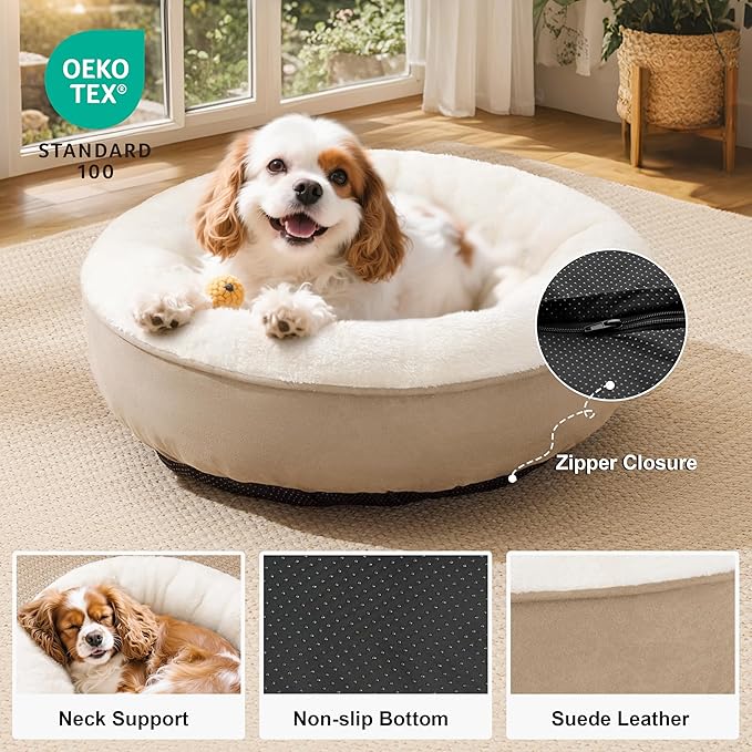 Love's cabin Round Donut Cat and Dog Cushion Bed, 24in Pet Bed - Image 2