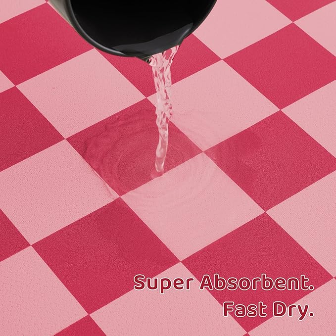 Checkered Dog Feeding Mat, Absorbent Mats - Image 4