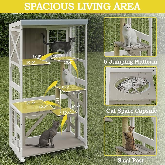 64.4" L Catio Outdoor Cat Enclosure, Outdoor Cats House - Image 2