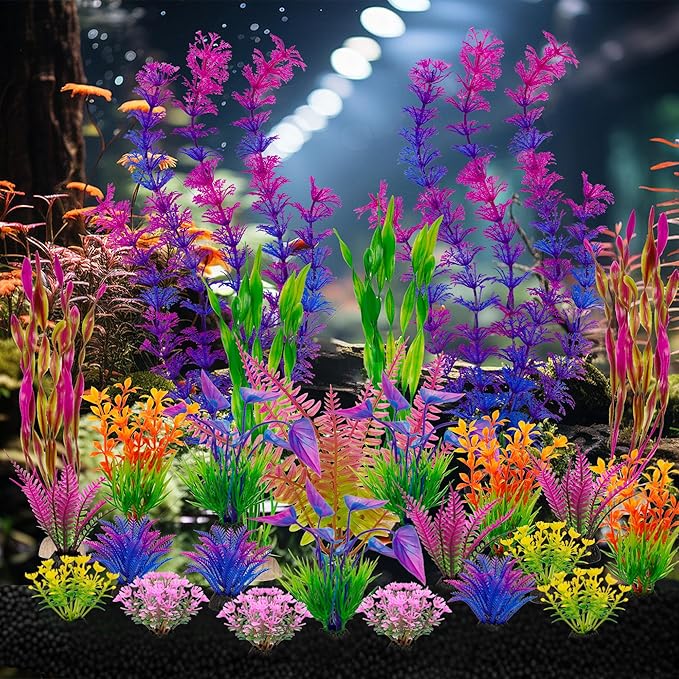 Ameliade 25pcs Fish Tank Artificial Plastic Plants Decorations Large Aquarium - Image 7