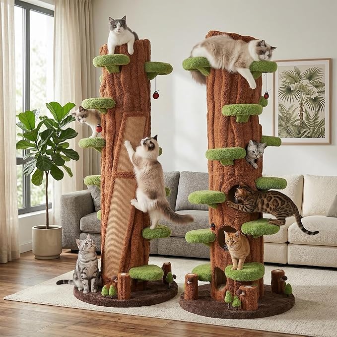 2-Pack 90.5" Tall Cat Tree for Indoor Cats, KAMABOKO Multi-Level Tall Cat Tower - Image 3