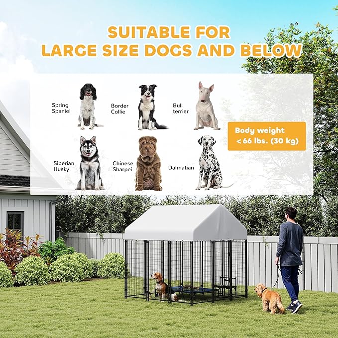 PawHut Outdoor Dog Kennel with Roof, UV-Resistant & Waterproof Cover, - Image 8