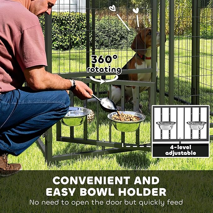 PawHut 4' x 4' x 4.5' Outdoor Dog Kennel, Welded Wire Dog Kennel Outside Run - Image 5