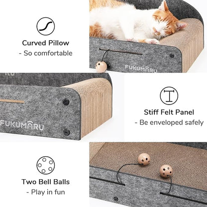 FUKUMARU 26 Inch Large Cat Scratcher Bed, 2 Reversible Cardboard Cat Scratch - Image 7