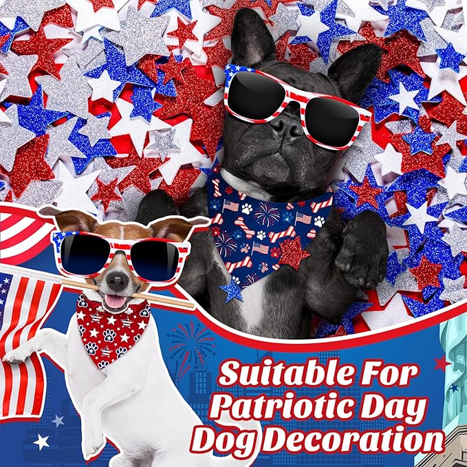 50 Pcs Patriotic Paw Print Dog Bandanas Bulk 4th of July Bandanas - Image 2