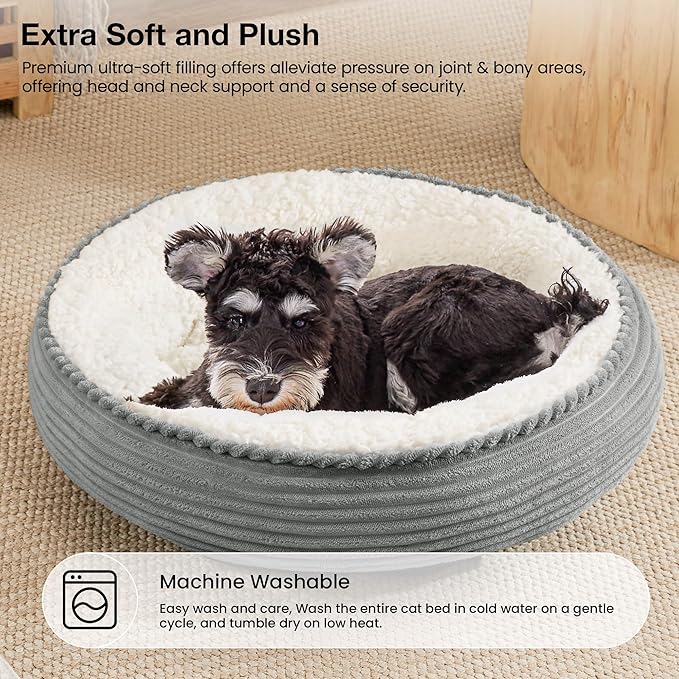 Love's cabin Round Donut Cat and Dog Cushion Bed, 24in Pet Bed - Image 7