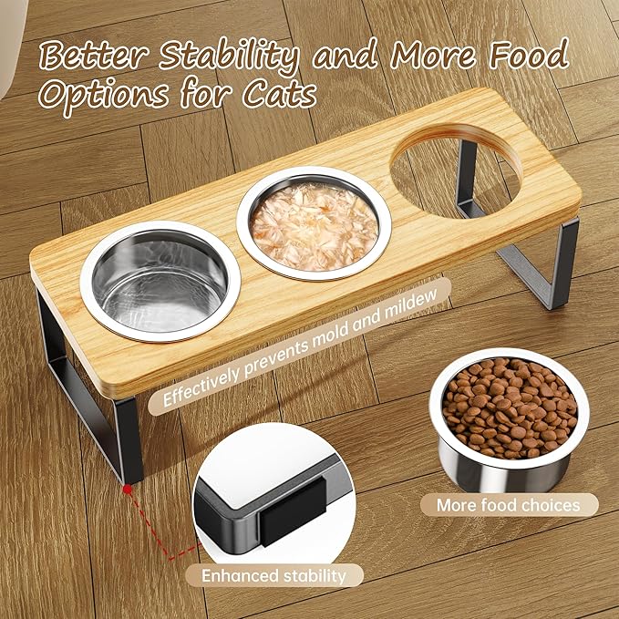 Elevated Cat Bowls with 3 Stainless Steel Bowls | 10° Tilted Anti-Vomiting - Image 3