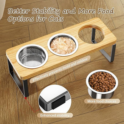 Elevated Cat Bowls with 3 Stainless Steel Bowls | 10° Tilted Anti-Vomiting - Image 3